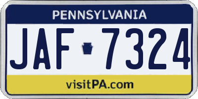 PA license plate JAF7324