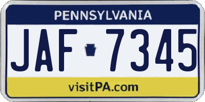 PA license plate JAF7345