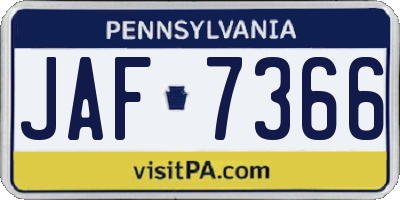 PA license plate JAF7366