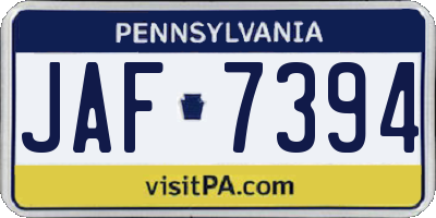 PA license plate JAF7394