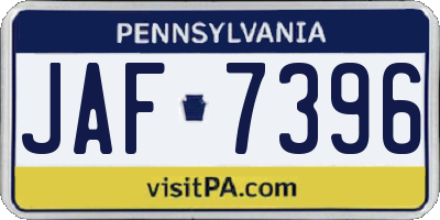 PA license plate JAF7396