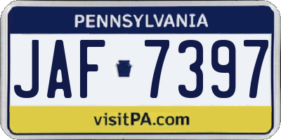 PA license plate JAF7397