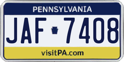 PA license plate JAF7408