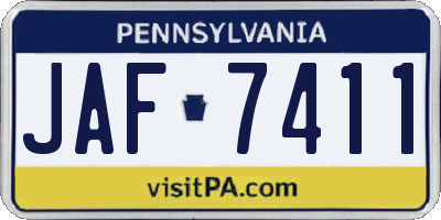 PA license plate JAF7411