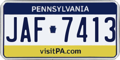PA license plate JAF7413