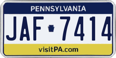 PA license plate JAF7414