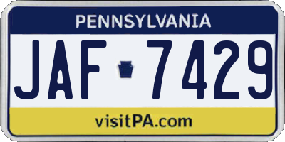 PA license plate JAF7429
