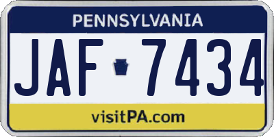 PA license plate JAF7434