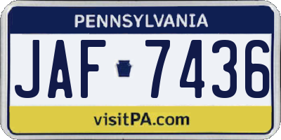 PA license plate JAF7436
