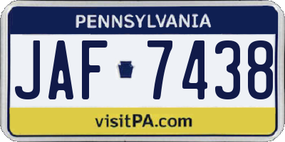 PA license plate JAF7438