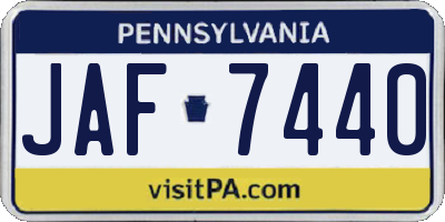 PA license plate JAF7440