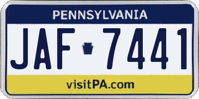 PA license plate JAF7441