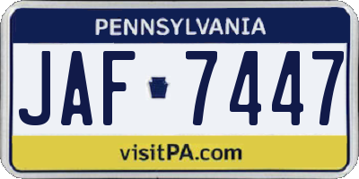 PA license plate JAF7447