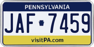PA license plate JAF7459