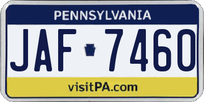 PA license plate JAF7460