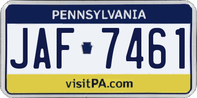 PA license plate JAF7461