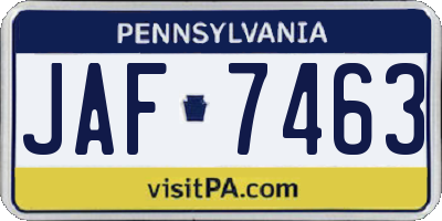 PA license plate JAF7463