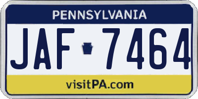PA license plate JAF7464