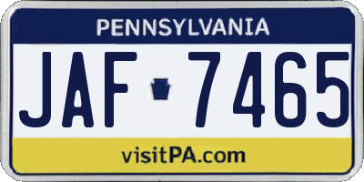 PA license plate JAF7465