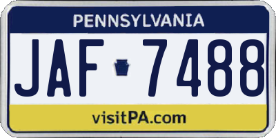 PA license plate JAF7488