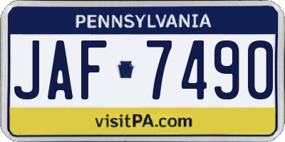 PA license plate JAF7490