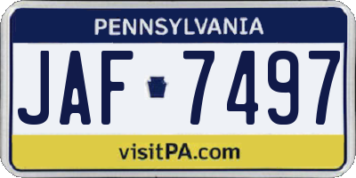 PA license plate JAF7497