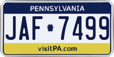 PA license plate JAF7499