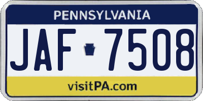 PA license plate JAF7508