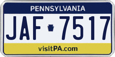 PA license plate JAF7517