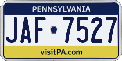 PA license plate JAF7527