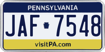 PA license plate JAF7548
