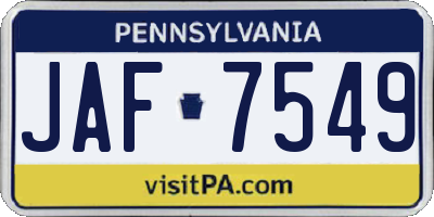 PA license plate JAF7549