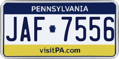 PA license plate JAF7556