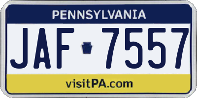 PA license plate JAF7557