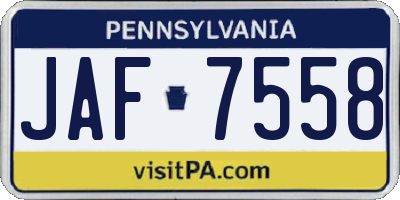 PA license plate JAF7558