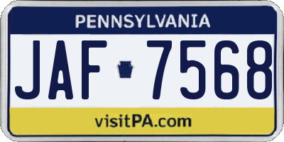 PA license plate JAF7568