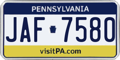 PA license plate JAF7580