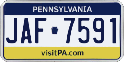 PA license plate JAF7591