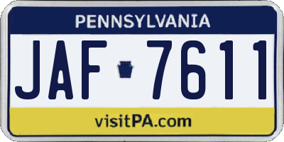 PA license plate JAF7611