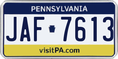 PA license plate JAF7613