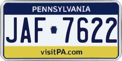 PA license plate JAF7622