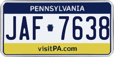 PA license plate JAF7638