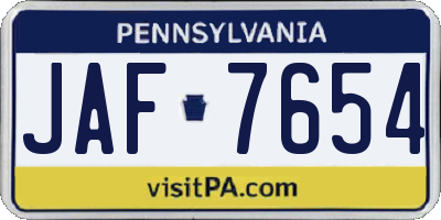 PA license plate JAF7654