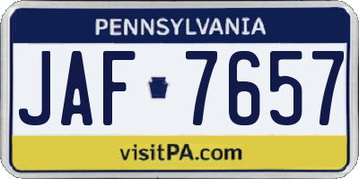 PA license plate JAF7657