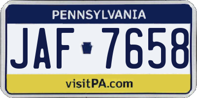PA license plate JAF7658