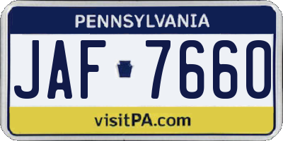 PA license plate JAF7660