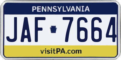 PA license plate JAF7664