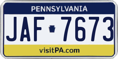 PA license plate JAF7673