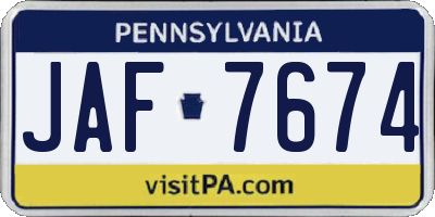 PA license plate JAF7674