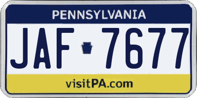 PA license plate JAF7677